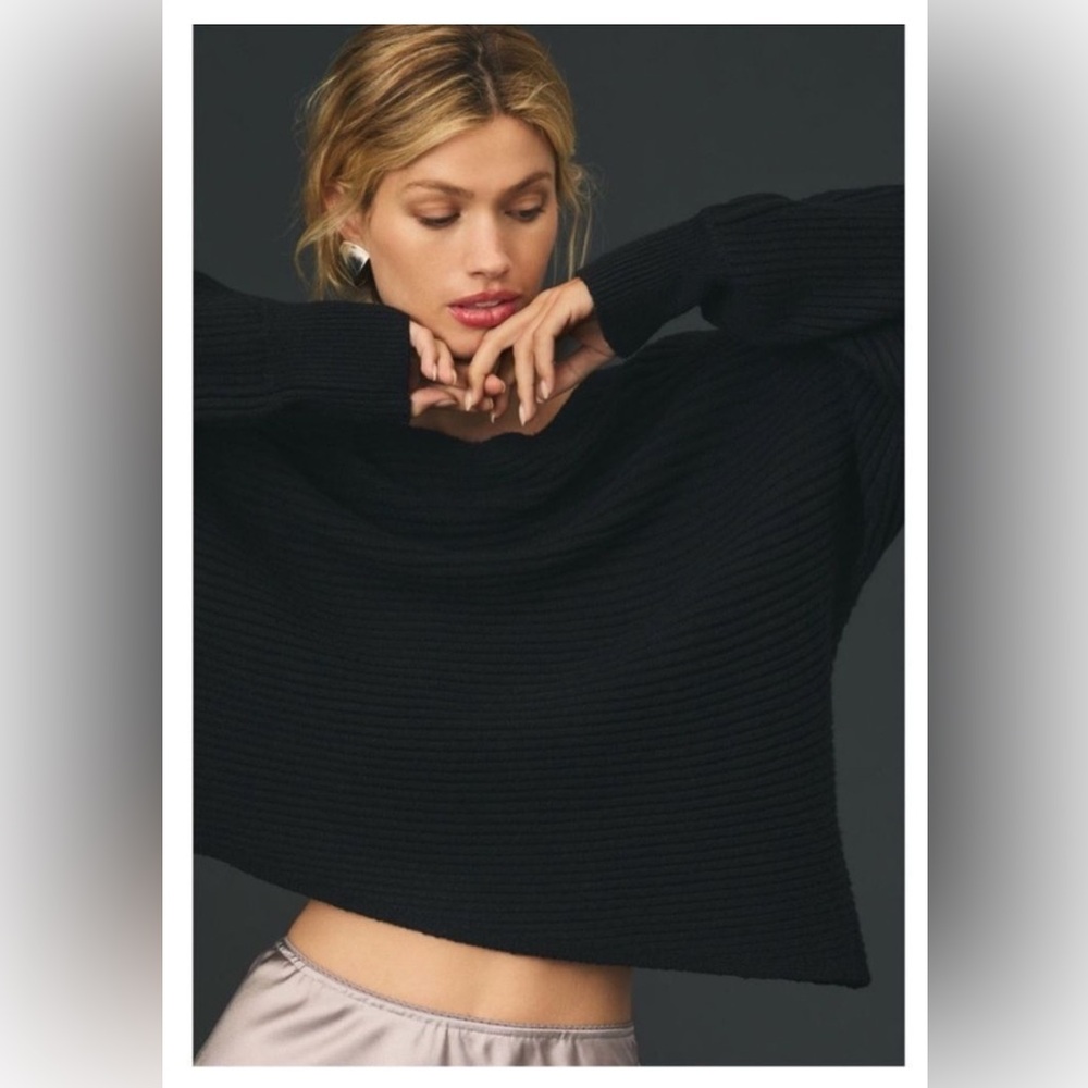 By Anthropologie Asymmetrical Cropped Pullover Sweater Size S. - Picture 2 of 6